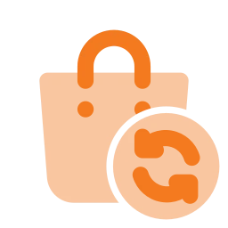 Shopping bag refresh icon, Flat style
