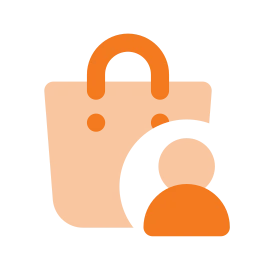 Shopping bag user icon, Flat style