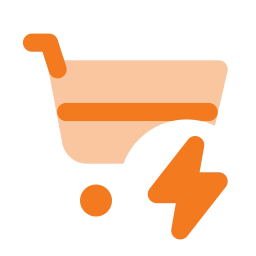Shopping cart bolt icon, Flat style