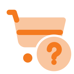 Shopping cart question icon, Flat style