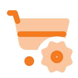 Shopping cart settings icon, Flat style