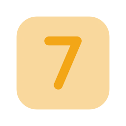 Square number 7 icon, Flat style