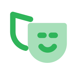 Theater masks icon, Flat style