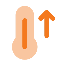 Thermometer hot icon, Flat style