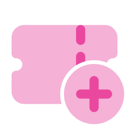 Ticket plus icon, Flat style