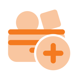 Toy box plus icon, Flat style