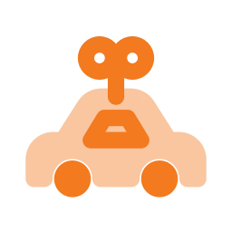 Toy car icon, Flat style