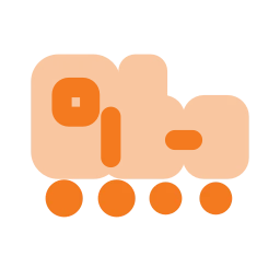 Toy train icon, Flat style