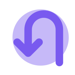 U turn left icon, Flat style