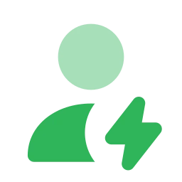 User bolt icon, Flat style
