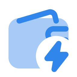 Wallet bolt icon, Flat style