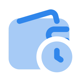 Wallet clock icon, Flat style