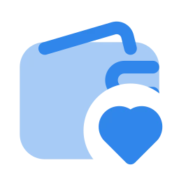 Wallet heart icon, Flat style