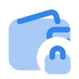 Wallet lock icon, Flat style