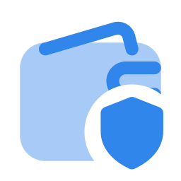 Wallet shield icon, Flat style