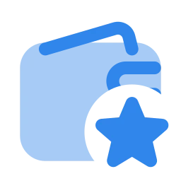 Wallet star icon, Flat style