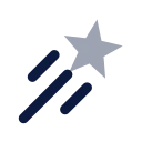 Shooting star icon, Imprint style