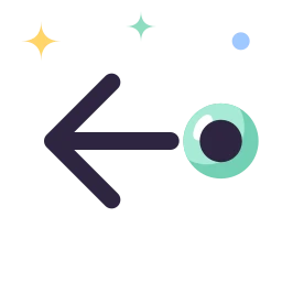 Arrow from dot left icon, Lineal style