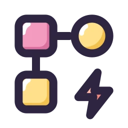 Automation flow bolt icon, Lineal style