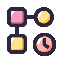 Automation flow clock icon, Lineal style