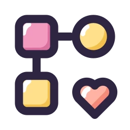 Automation flow heart icon, Lineal style