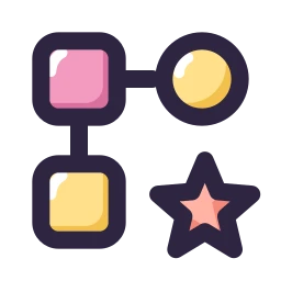 Automation flow star icon, Lineal style