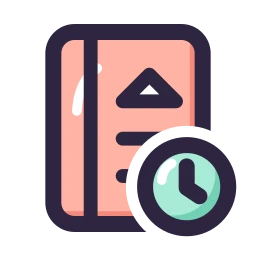 Bank passbook clock icon, Lineal style