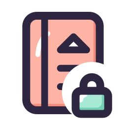 Bank passbook lock icon, Lineal style