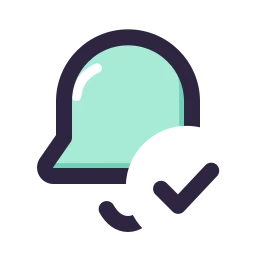 Bell check icon, Lineal style