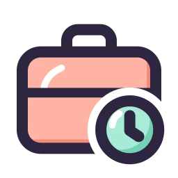 Briefcase clock icon, Lineal style