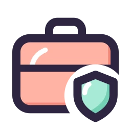 Briefcase shield icon, Lineal style