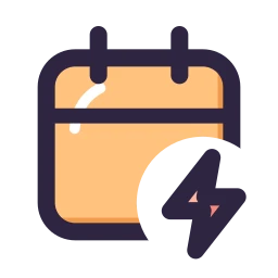 Calendar bolt icon, Lineal style