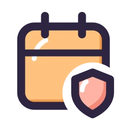 Calendar shield icon, Lineal style