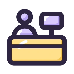 Check in desk icon, Lineal style