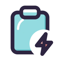 Clipboard bolt icon, Lineal style