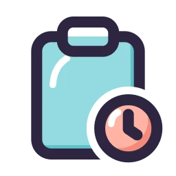 Clipboard clock icon, Lineal style
