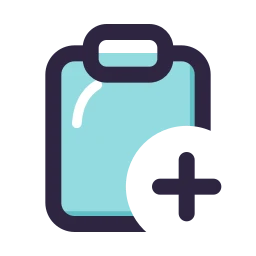 Clipboard plus icon, Lineal style