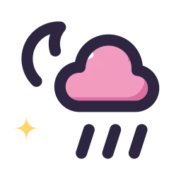 Cloud moon rain icon, Lineal style