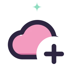 Cloud plus icon, Lineal style
