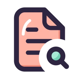 File text search icon, Lineal style