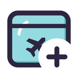 Flight booking plus icon, Lineal style