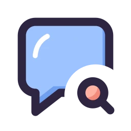 Message square search icon, Lineal style