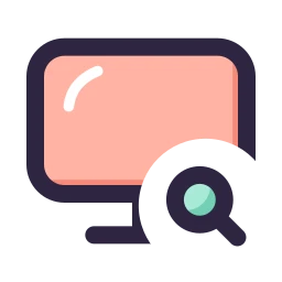 Monitor search icon, Lineal style