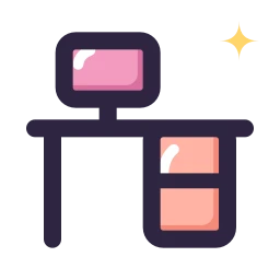 Office desk icon, Lineal style