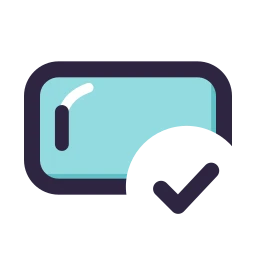 Phone landscape check icon, Lineal style