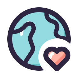 Planet earth heart icon, Lineal style