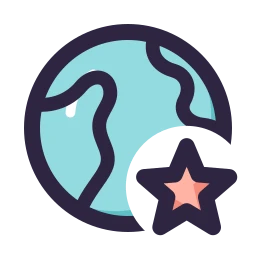 Planet earth star icon, Lineal style