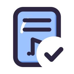 Sheet music check icon, Lineal style