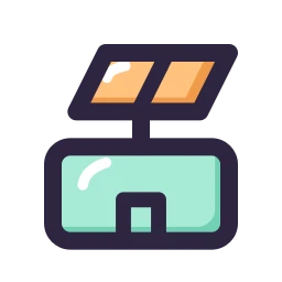 Solar rooftop icon, Lineal style
