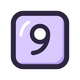 Square number 9 icon, Lineal style